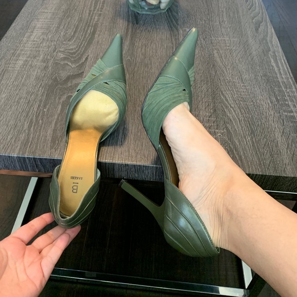 BAKERS Green Suede Leather Combo Pointed Heels 10 - Picture 3 of 11